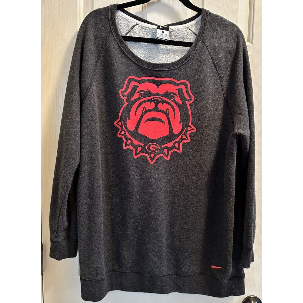 Nike Georgia Bulldogs Women's Oversized Crew Neck Sweatshirt Gray Size Large UGA